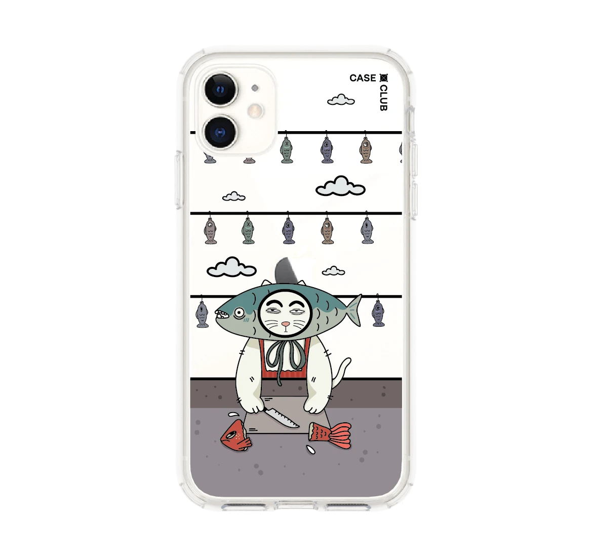 เคสใส iphone 11 แมวเหมียวชุดปลาพร้อมหั่น